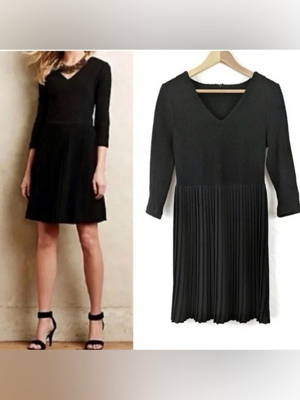 Ganni Fulton Black Pleated Knit A-Line Cocktail Mini Dress • Size Medium